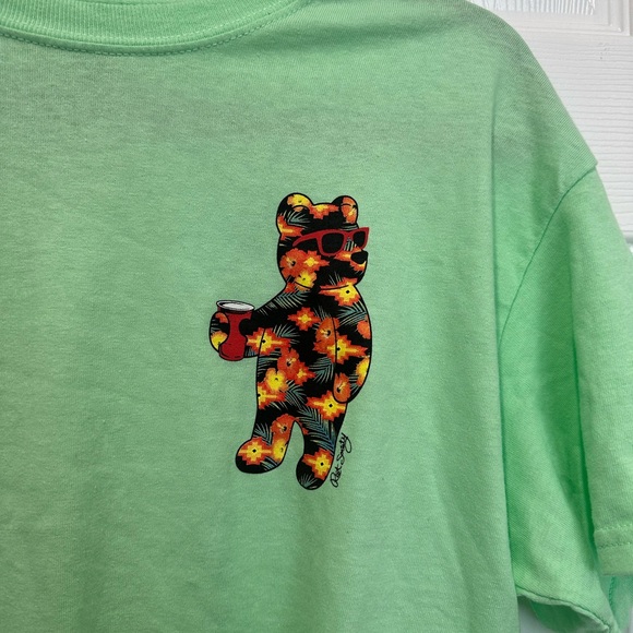 Riot Society Men T-Shirt Medium Green Teddy Bear Logo Graphic Pineapple Fill Tee - Picture 2 of 7
